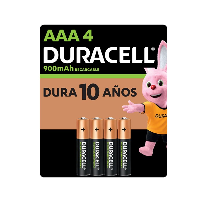 PILA RECARGABLE DURACELL TAMAÑO AAA 4 UNIDADES 900 MAH - 1