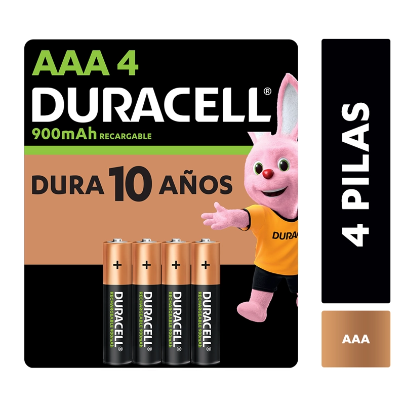 PILA RECARGABLE DURACELL TAMAÑO AAA 4 UNIDADES 900 MAH - 2