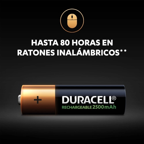DETALLE DE PILA RECARGABLE DURACELL TAMAÑO AA X4 - 5