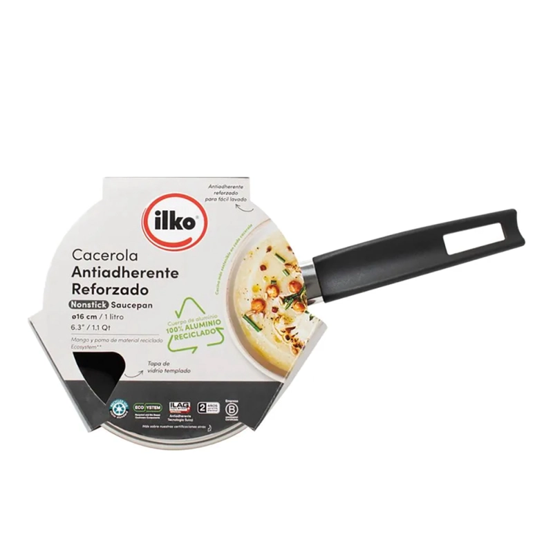 CACEROLA ILKO 16CM ALUMINIO RECICLADO GREY EVERYDAY C/TAPA - 3