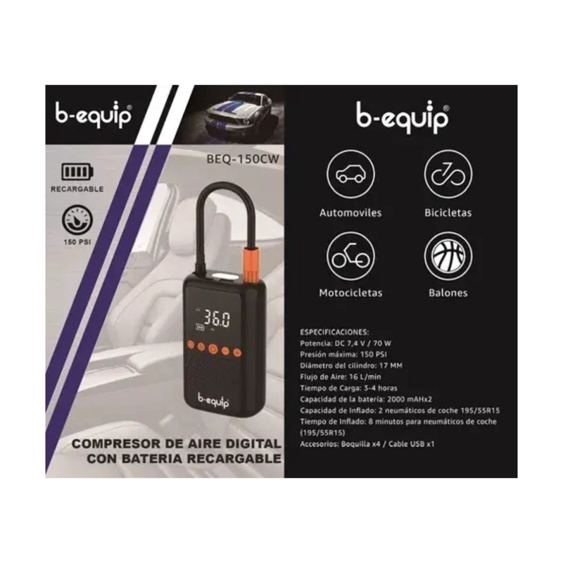 COMPRESOR DIGITAL INALAMBRICO B-EQUIP RECARGABLE - 3