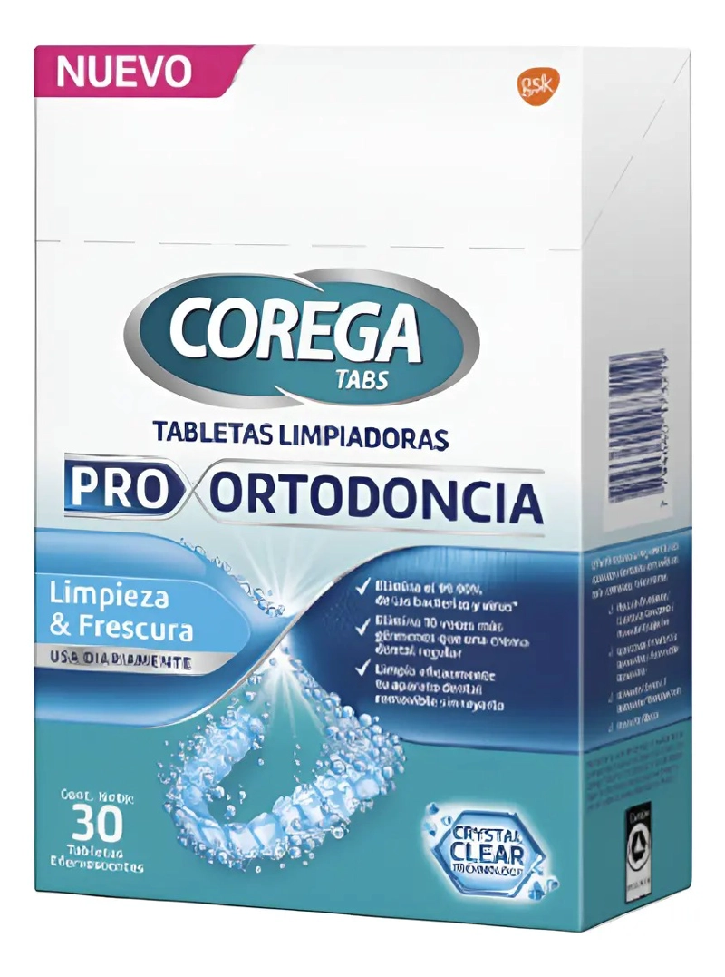 TABLETAS LIMPIADORAS COREGA PRO ORTODONTICS 30 TABLETAS - 1