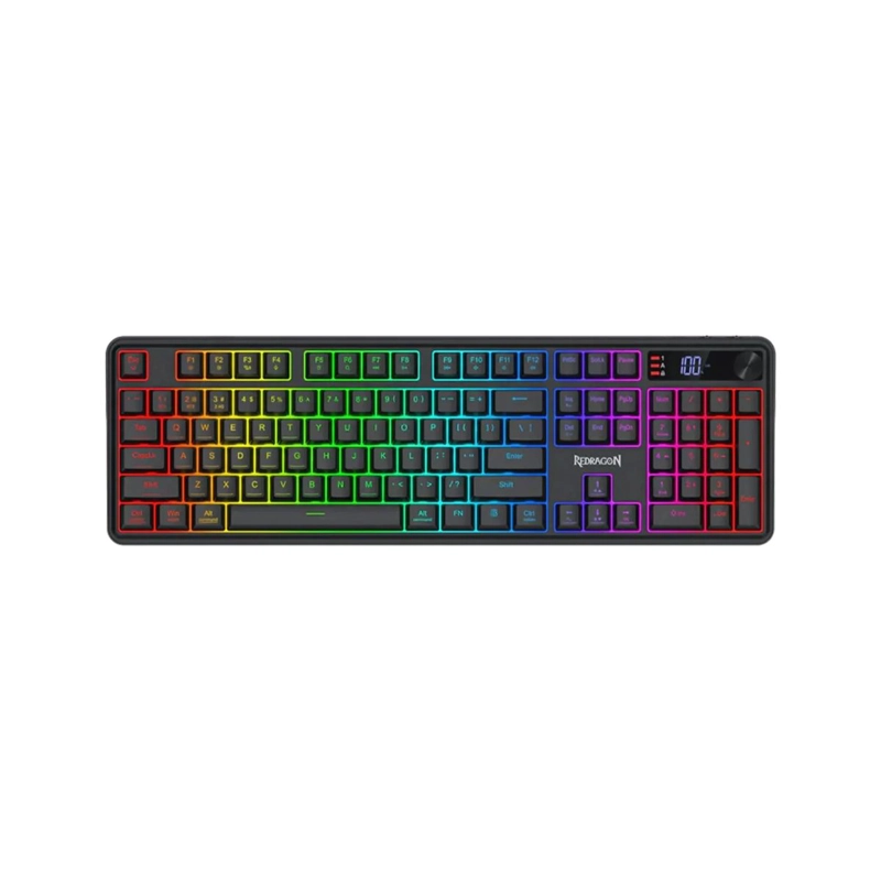 TECLADO GAMER REDRAGON K526 VOLCANO LCD, RGB, INALAMBRICO - 1