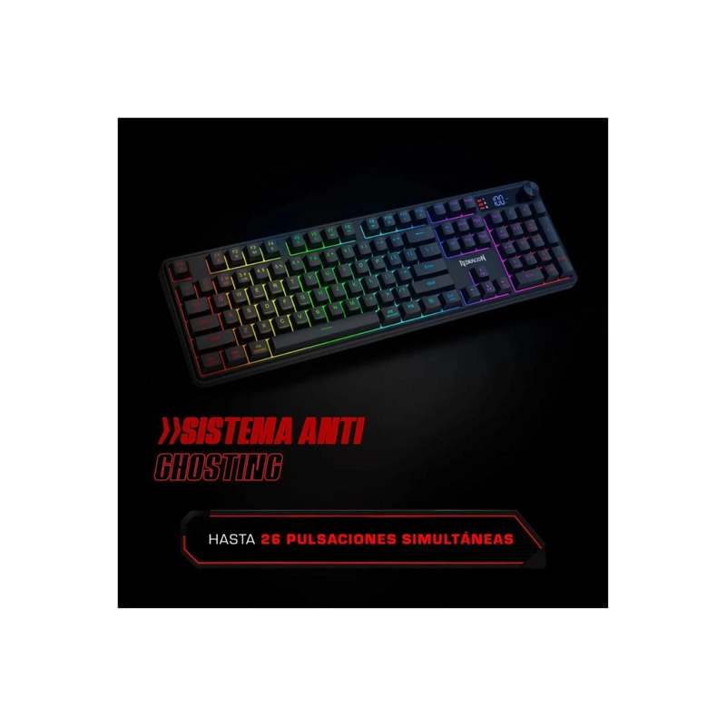 TECLADO GAMER REDRAGON K526 VOLCANO LCD, RGB, INALAMBRICO - 5