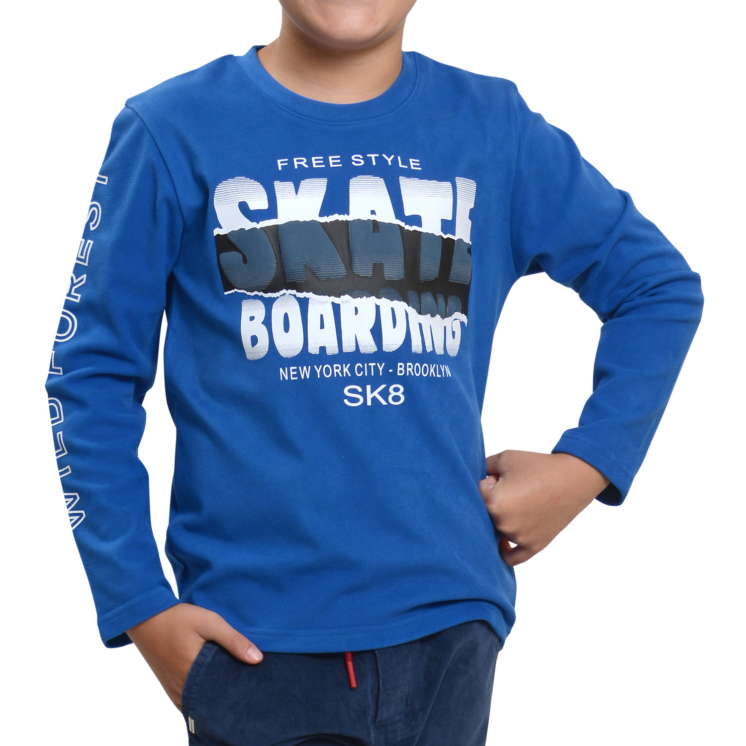 POLERA MANGA AFRANELADA LARGA NIÑO CON ESTAMPADO - 1