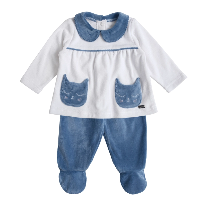 CONJUNTO PLUSH BEBE  NIÑA 2 PIEZAS CON BORDADO - 1