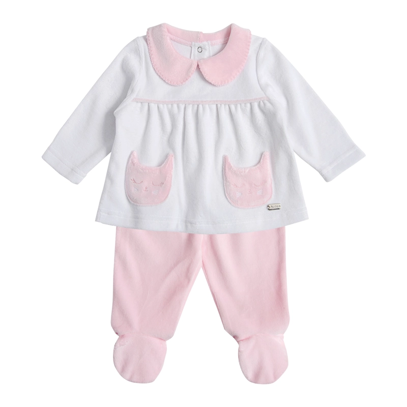 CONJUNTO PLUSH BEBE  NIÑA 2 PIEZAS CON BORDADO - 1