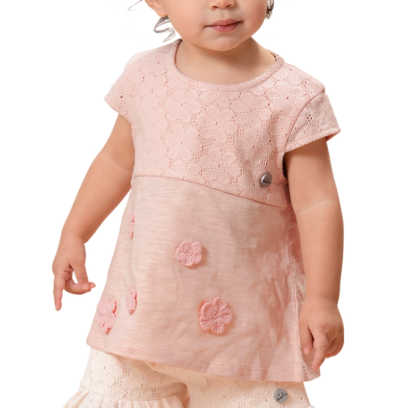 POLERA BEBE  NIÑA CON APLICACION CROCHET - 1