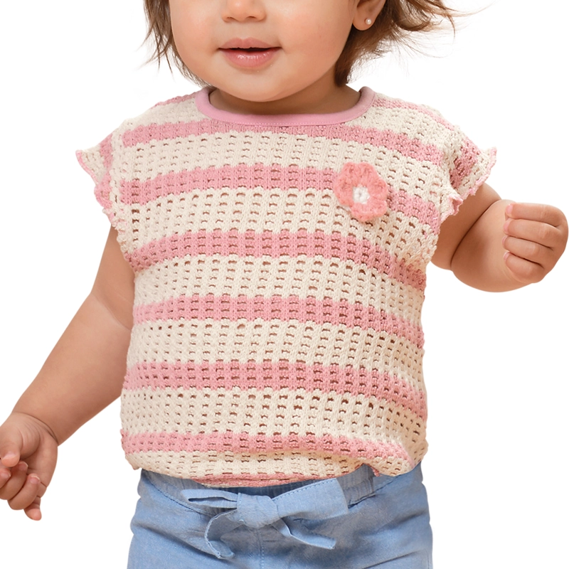 POLERA BEBE  NIÑA TEJIDA RAYAS - 1