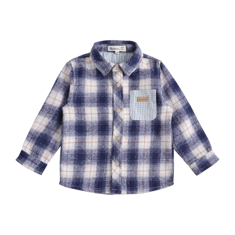 CAMISA MANGA LARGA AFRANELADA BEBE  NIÑO CUADROS - 2