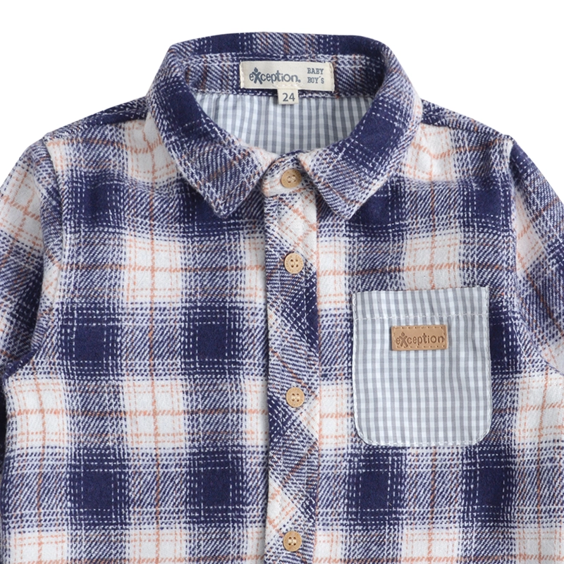 CAMISA MANGA LARGA AFRANELADA BEBE  NIÑO CUADROS - 3