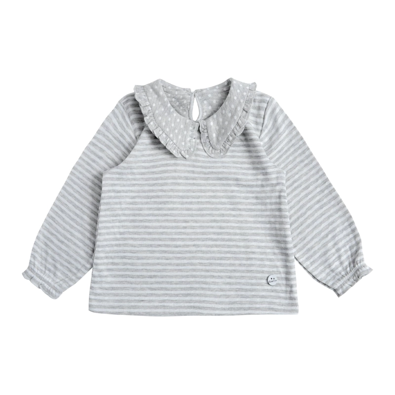 POLERA MANGA LARGA BEBE  NIÑA CON RAYAS Y CUELLO - 2