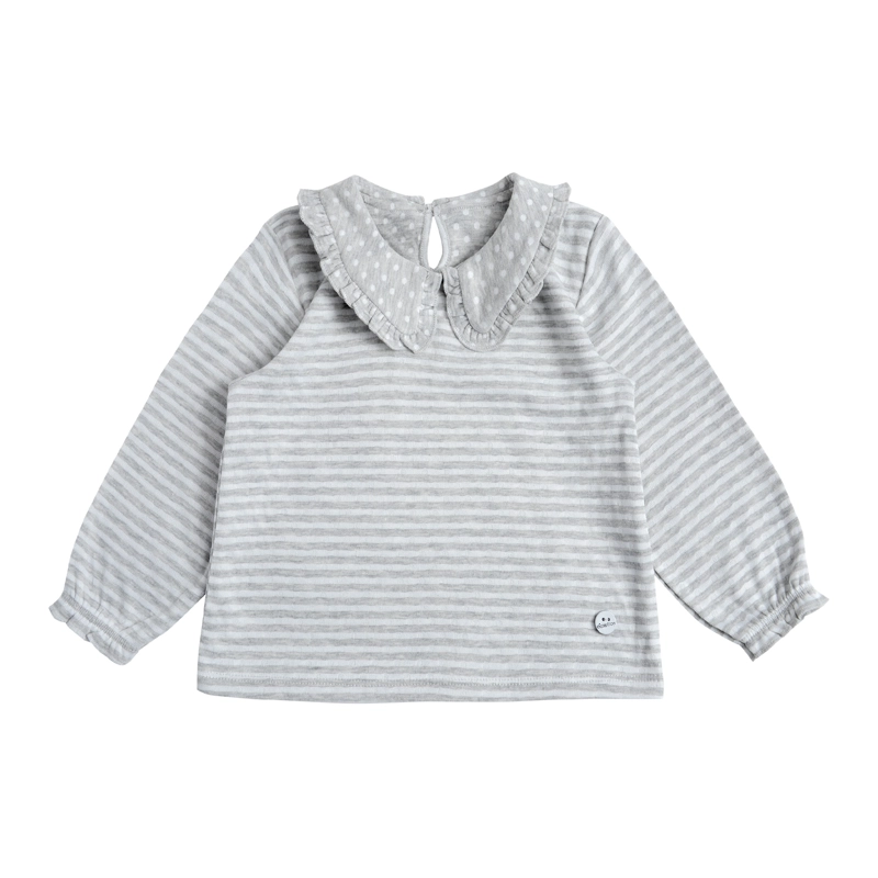 POLERA MANGA LARGA BEBE  NIÑA CON RAYAS Y CUELLO - 2