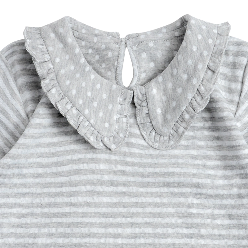 POLERA MANGA LARGA BEBE  NIÑA CON RAYAS Y CUELLO - 3