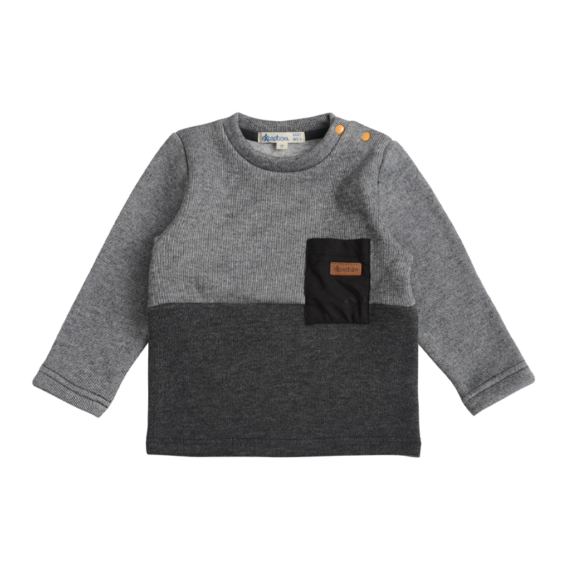 POLERA MANGA LARGA INTERIOR FRISADO BEBE  NIÑO CON BOLSILLO - 1