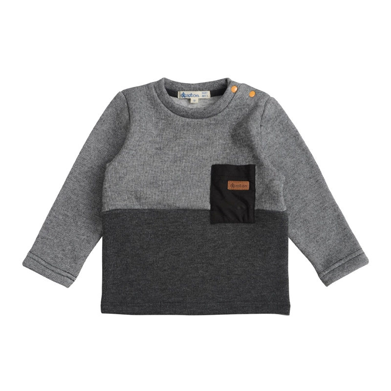 POLERA MANGA LARGA INTERIOR FRISADO BEBE  NIÑO CON BOLSILLO - 4