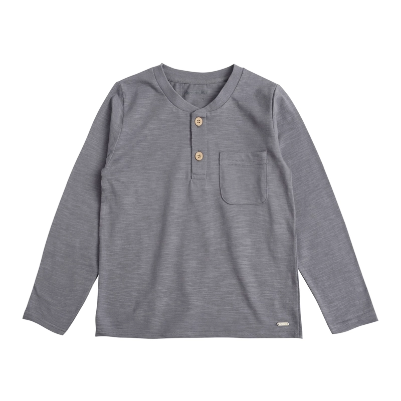 POLERA MANGA LARGA NIÑO SLUB JERSEY ALGODON CON BOLSILLO - 1