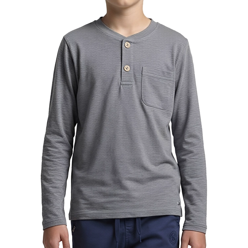 POLERA MANGA LARGA NIÑO SLUB JERSEY ALGODON CON BOLSILLO - 3