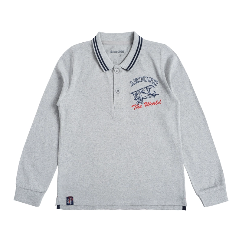 POLERA MANGA LARGA NIÑO CON CUELLO - 1