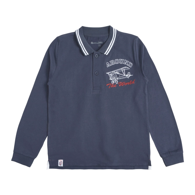 POLERA MANGA LARGA NIÑO CON CUELLO - 1