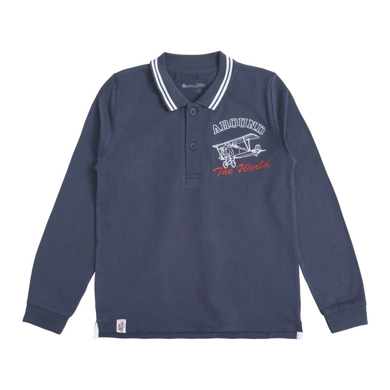 POLERA MANGA LARGA NIÑO CON CUELLO - 1