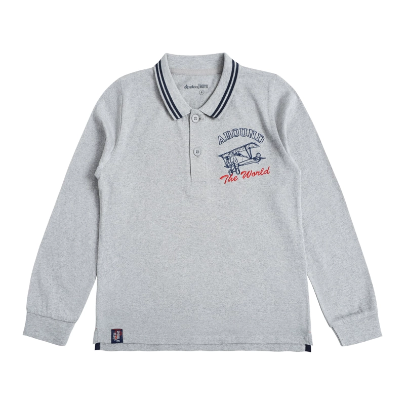 POLERA MANGA LARGA NIÑO CON CUELLO - 1