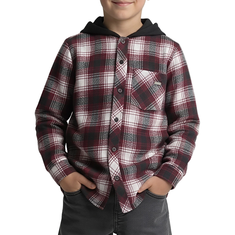 CAMISA MANGA LARGA AFRANELADA NIÑO A CUADROS - 1