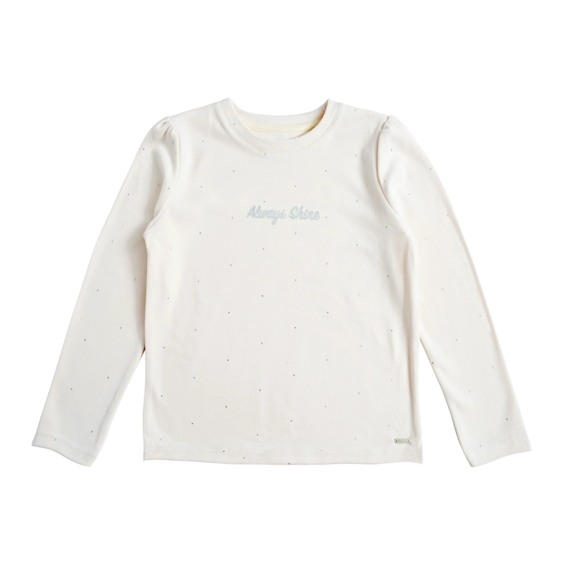 POLERA MANGA LARGA AFRANELADA NIÑA CON ESTAMPADO, GLITTER Y STRASS - 1