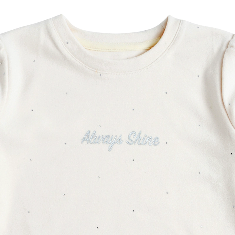 POLERA MANGA LARGA AFRANELADA NIÑA CON ESTAMPADO, GLITTER Y STRASS - 2