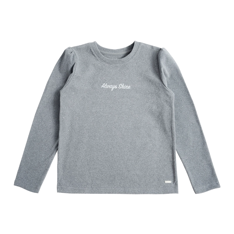 POLERA MANGA LARGA AFRANELADA NIÑA CON ESTAMPADO, GLITTER Y STRASS - 2