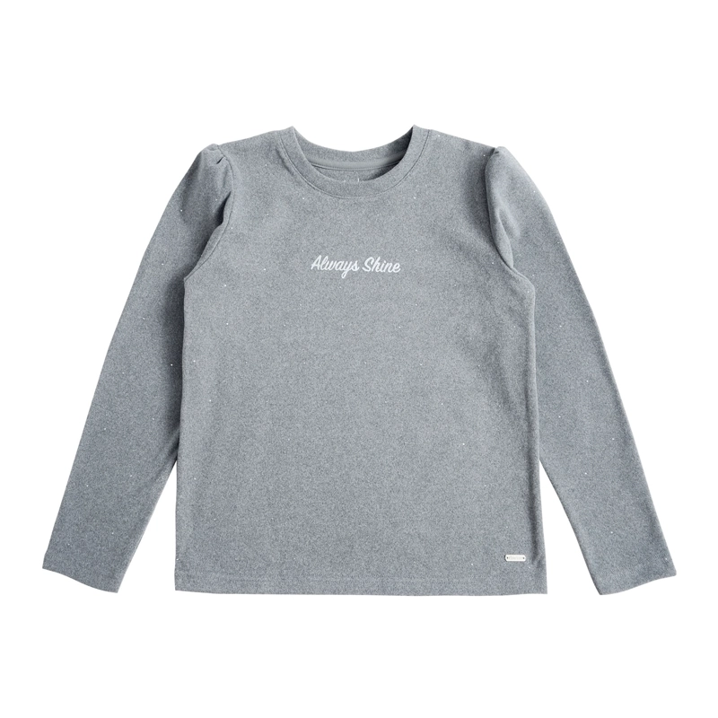 POLERA MANGA LARGA AFRANELADA NIÑA CON ESTAMPADO, GLITTER Y STRASS - 2