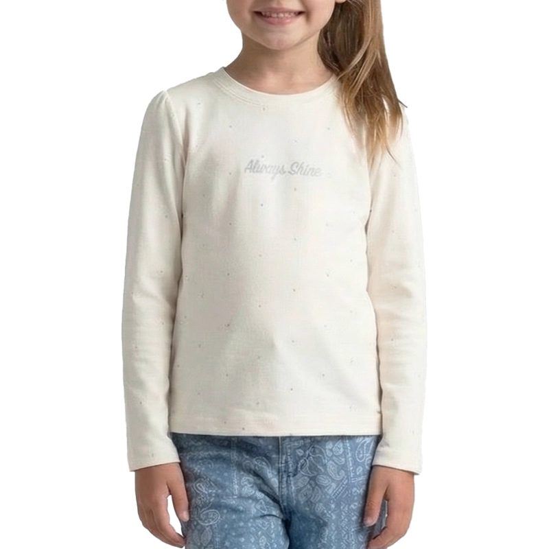 POLERA MANGA LARGA AFRANELADA NIÑA CON ESTAMPADO, GLITTER Y STRASS - 3