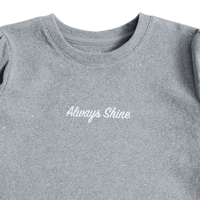 POLERA MANGA LARGA AFRANELADA NIÑA CON ESTAMPADO, GLITTER Y STRASS - 3