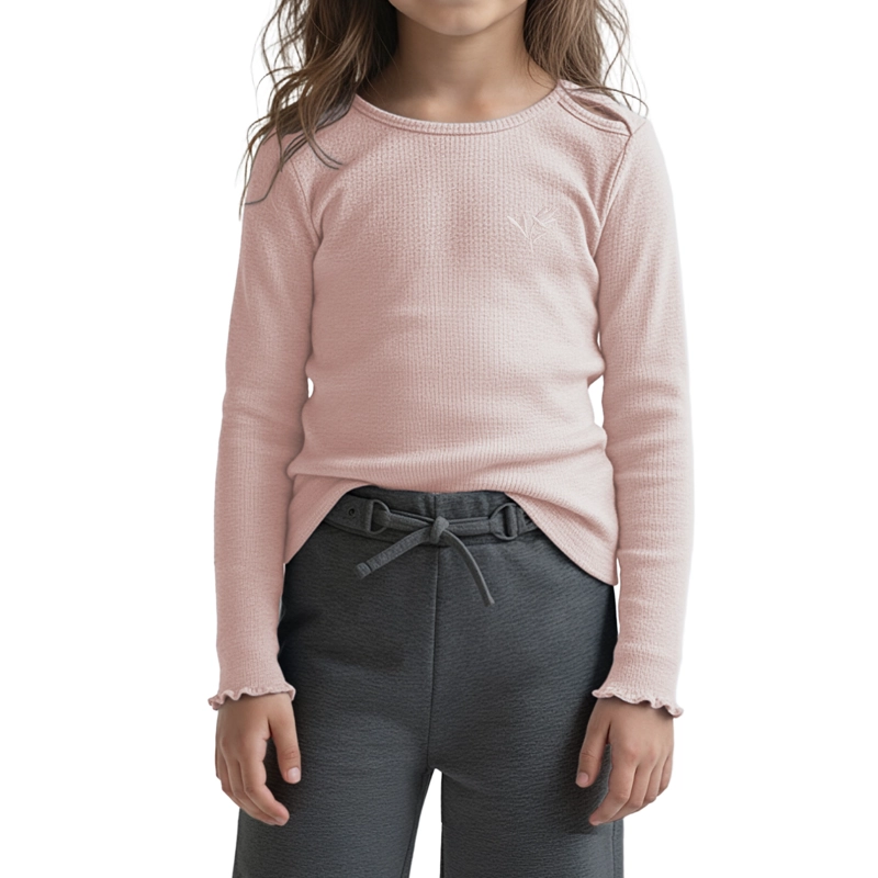 POLERA MANGA LARGA NIÑA DE ALGODON CON BORDADO - 1