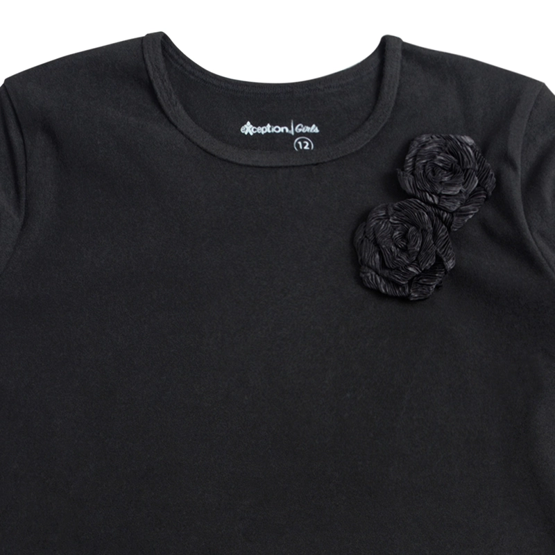 POLERA MANGA LARGA AFRANELADA NIÑA CON APLICACION DE ROSA - 3