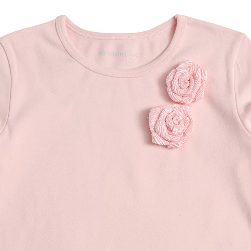 POLERA MANGA LARGA AFRANELADA NIÑA CON APLICACION DE ROSA - 3
