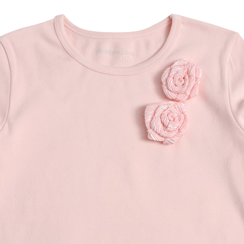 POLERA MANGA LARGA AFRANELADA NIÑA CON APLICACION DE ROSA - 3