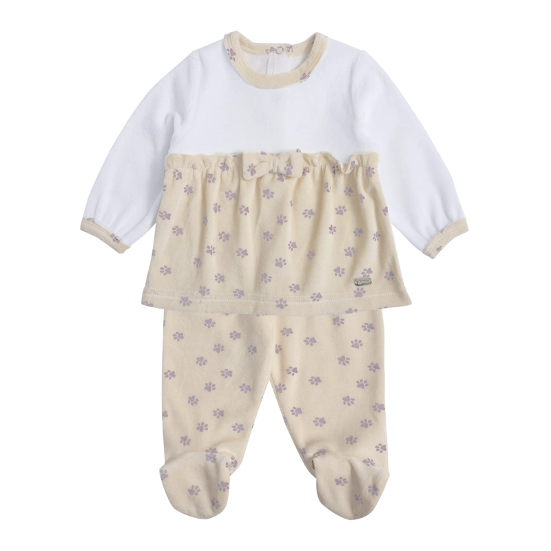 CONJUNTO PLUSH BEBE  NIÑA HUELLITAS - 1