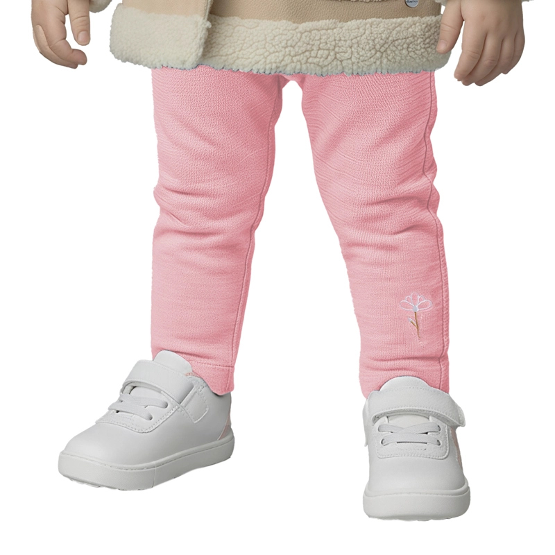 CALZA INTERIOR PELUDA BEBE  NIÑA LISA CON BORDADO - 1