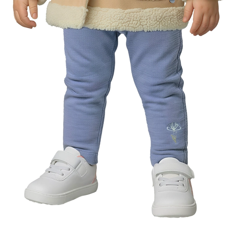 CALZA INTERIOR PELUDA BEBE  NIÑA LISA CON BORDADO - 1