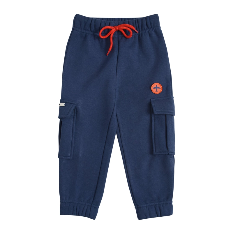 PANTALON BUZO FRANELA BEBE  NIÑO PARCHE AVION Y BOLSILLO - 1