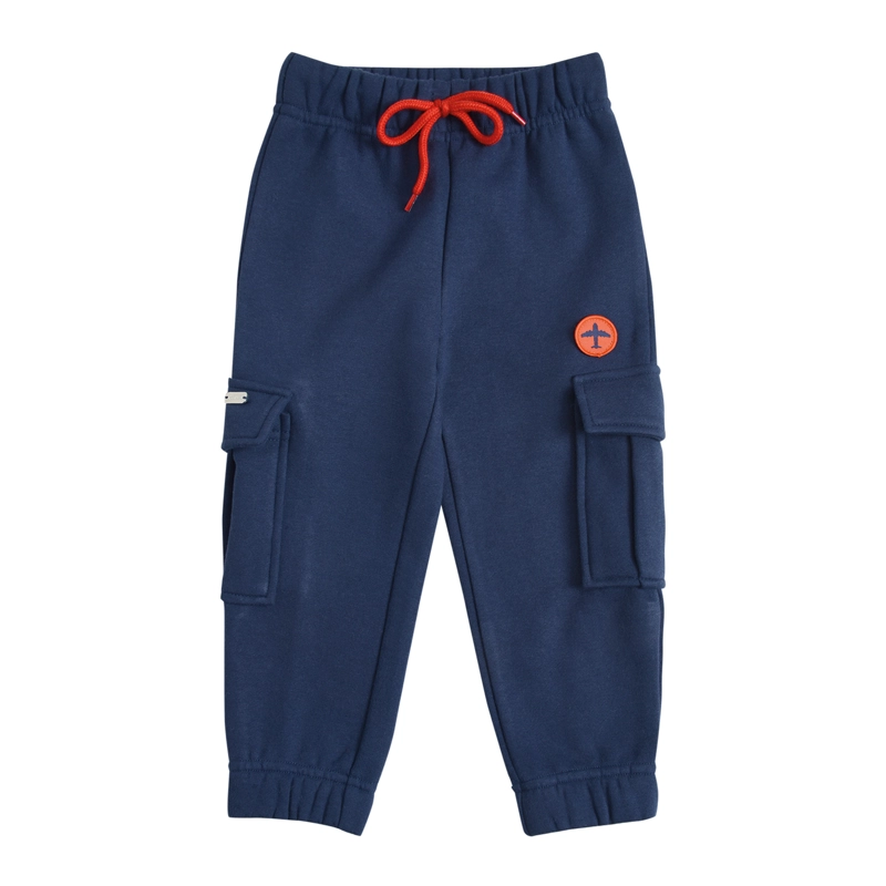 PANTALON BUZO FRANELA BEBE  NIÑO PARCHE AVION Y BOLSILLO - 1