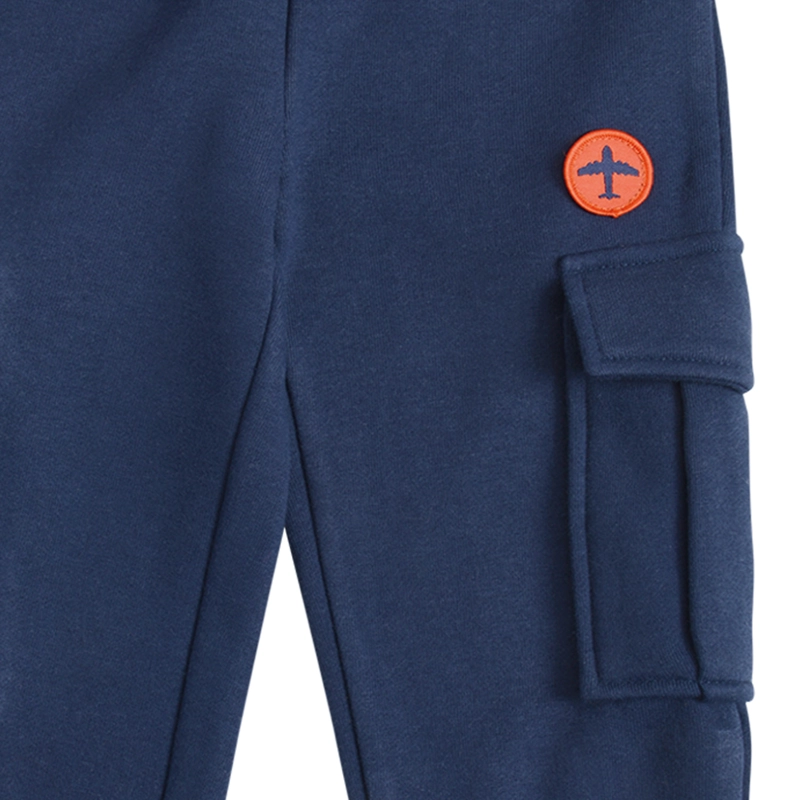 PANTALON BUZO FRANELA BEBE  NIÑO PARCHE AVION Y BOLSILLO - 2
