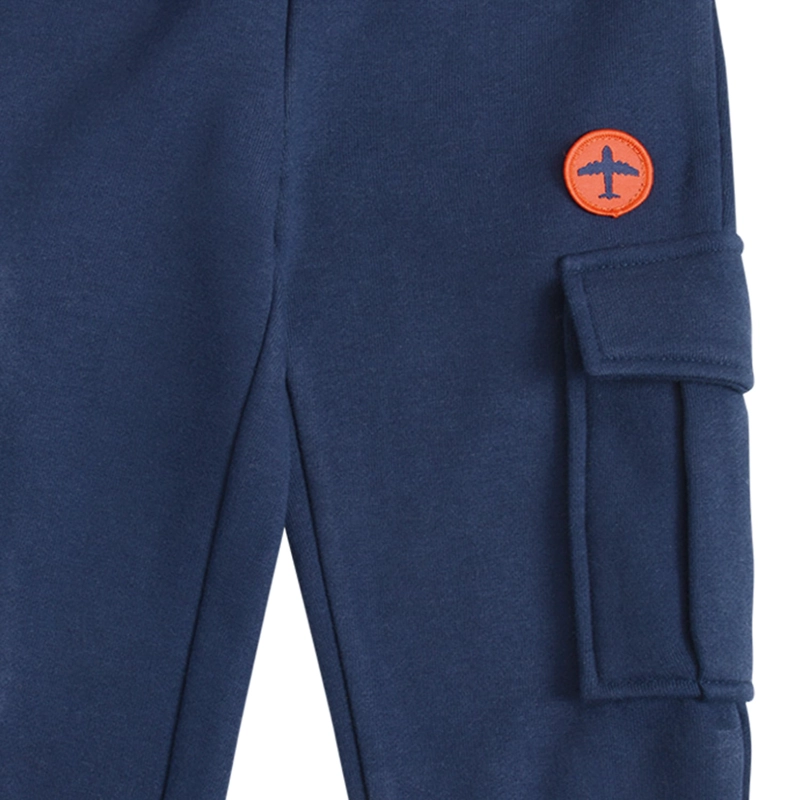 PANTALON BUZO FRANELA BEBE  NIÑO PARCHE AVION Y BOLSILLO - 2