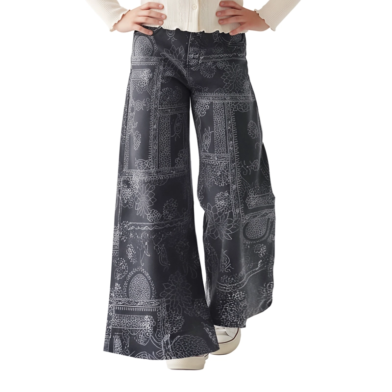 JEANS ANCHO NIÑA NEGRO DENIM CALCE PALAZZO - 1