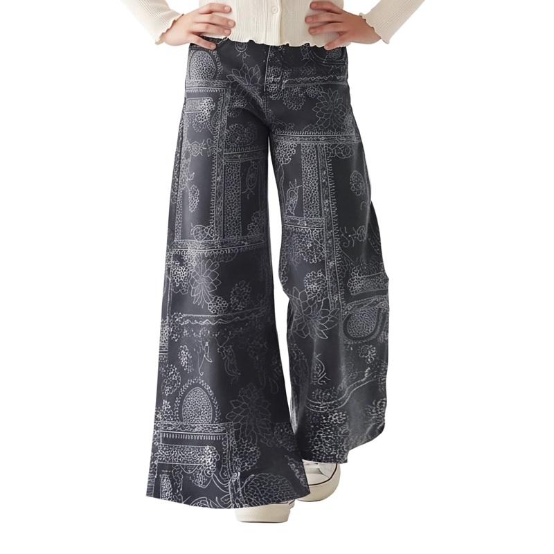 JEANS ANCHO NIÑA NEGRO DENIM CALCE PALAZZO - 1