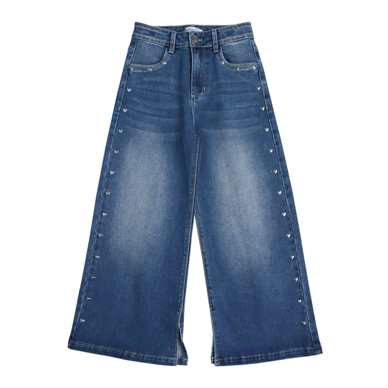 JEANS ANCHO NIÑA CON TACHAS - 2