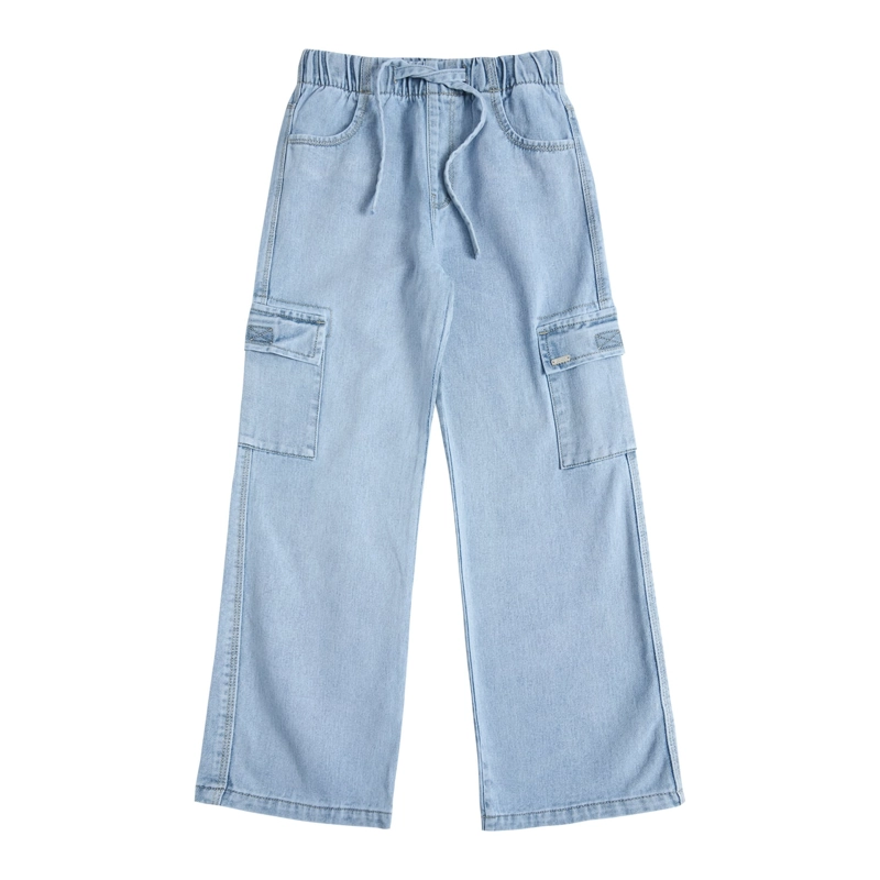 JEANS ANCHO NIÑA CON BOLSILLOS TIPO CARGO - 2