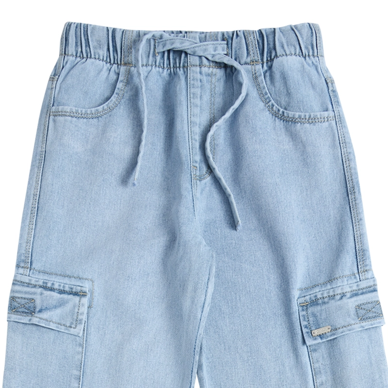 JEANS ANCHO NIÑA CON BOLSILLOS TIPO CARGO - 3