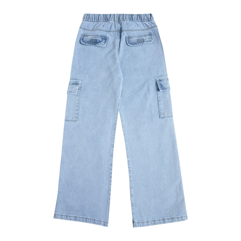 JEANS ANCHO NIÑA CON BOLSILLOS TIPO CARGO - 4